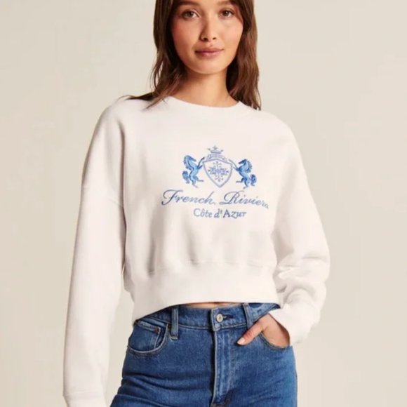 Abercrombie White French Riviera Sweatshirt - Picture 1 of 7